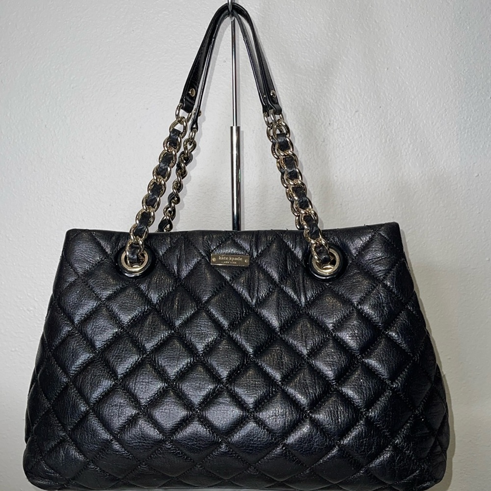 Kate Spade Gold Coast Maryanne quilted leather bag, color black w/ gold hardware